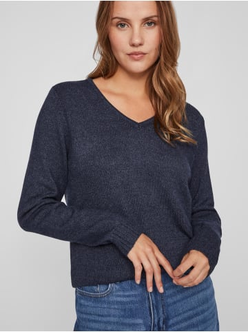 Vila Dünner Strickpullover Basic Stretch Sweater VIRIL in Dunkelblau