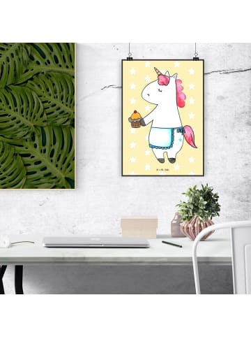 Mr. & Mrs. Panda Poster Einhorn Muffin ohne Spruch in Gelb Pastell