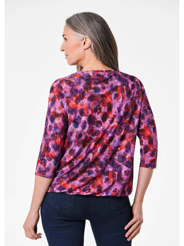 GOLDNER Blusenshirt mit Wasserfallausschnitt in beere / gemustert