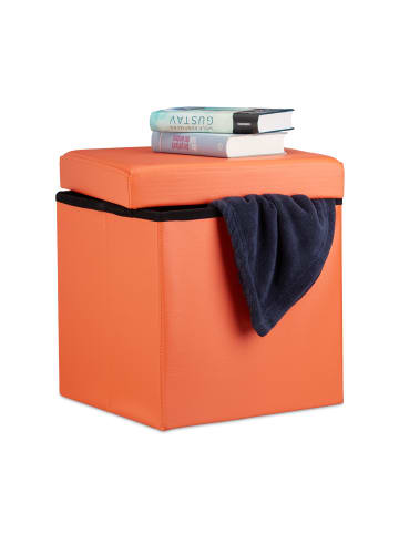 relaxdays Faltbarer Sitzhocker in Orange - (B)38 x (H)38 x (T)38 cm