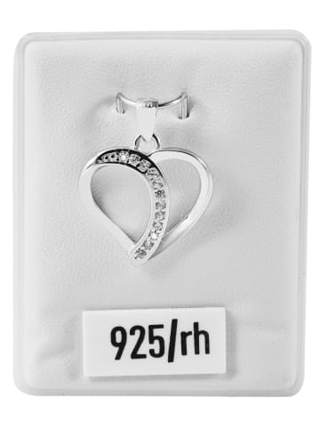 Adeliás Damen Anhänger – Herz Gravuranhänger aus 925 Silber mit Zirkonia in silber