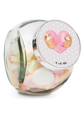 Mr. & Mrs. Panda Bonbonglas Faultiere Herz ohne Spruch in Grau Pastell