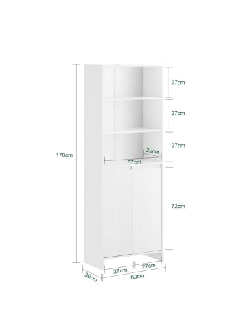 SoBuy Badezimmerschrank in Reinweiß - (W) 30 x (H) 170 x (L) 60 cm