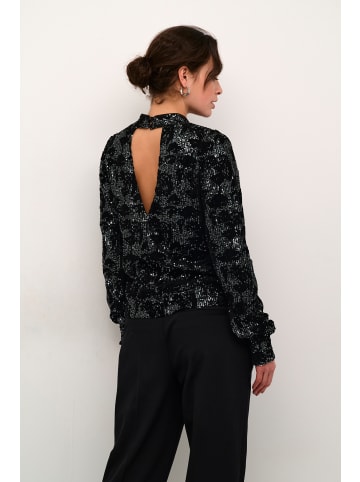 Kaffe Langarm-Bluse KAgrit in Black/dark silver sequin