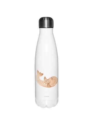 Mr. & Mrs. Panda Getränkeflasche Robbe Liegen ohne Spruch in Weiß