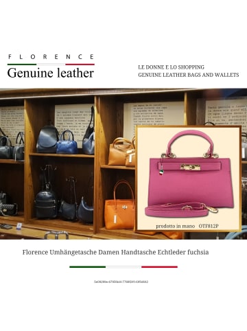 Florence Leder Umhängetasche Florence Tasche pink, fuchsia ca. 23cm