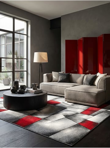KADIMA DESIGN Kurzflorteppich Patchwork pflegeleicht Wohnzimmer Schlafzimmer Flur in Rot