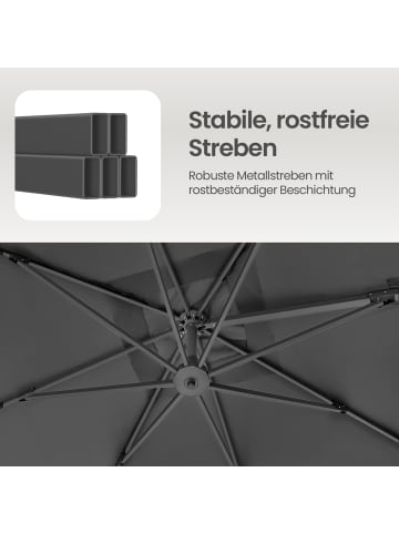 SONGMICS Sonnenschirm Sheld in Grau - (D)300 x (H)300 cm