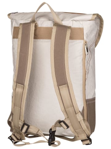 Rucksack Landgang Mini in Weiß/Balken Taupe