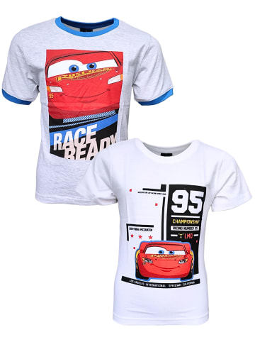 Disney Cars 2er-Set: T-Shirt Disney Cars Lightning McQueen in Weiß-Grau