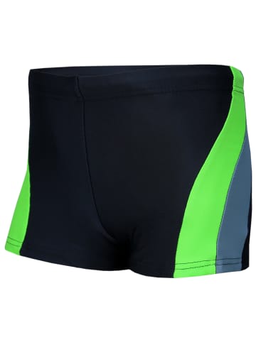Aquarti Jungen Kinder Badehose Seitliche Paspel in schwarz/grün