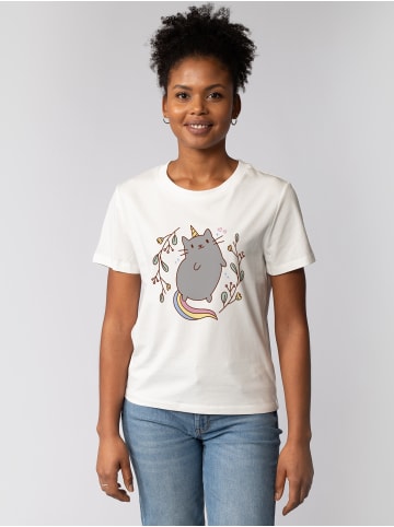wat? Apparel T-Shirt Unicorn Cat in Off White