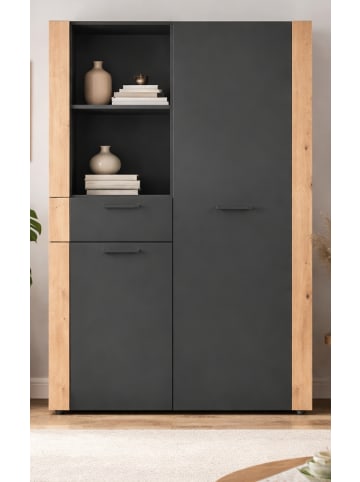 Furn.Design Highboard grau, Artisan Eiche 100 x 155 cm, Kommode mit viel Stauraum