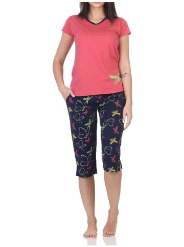 NORMANN Kurzarm Schlafanzug Pyjama Schmetterling Motiv - 85013 in rot