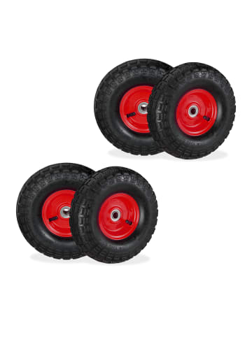 relaxdays 4 x Sackkarrenrad in Schwarz/ Rot - 4.10 3.50-4