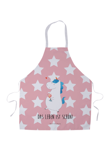 Mr. & Mrs. Panda Schürze Einhorn Spaziergang mit Spruch in Rot Pastell