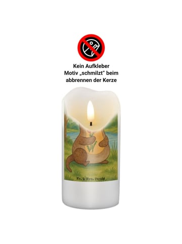 Mr. & Mrs. Panda Stumpenkerze Otter Blumenstrauß Design ohne Spruch in Weiß