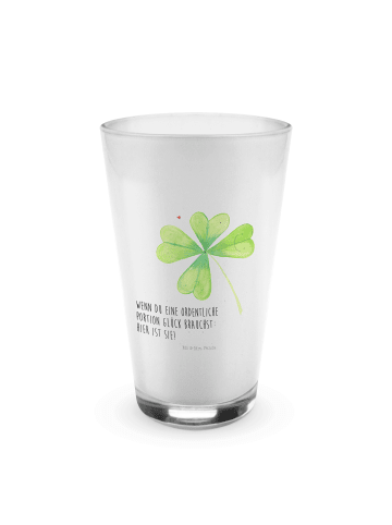 Mr. & Mrs. Panda Glas Blume Kleeblatt mit Spruch in Transparent