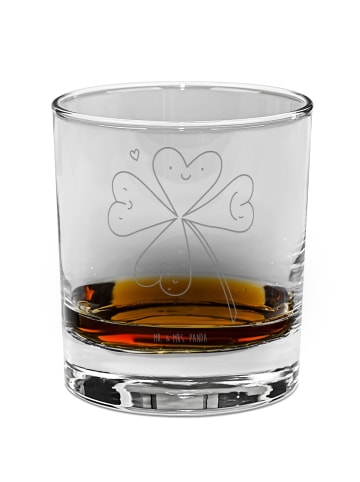 Mr. & Mrs. Panda Whiskeyglas Blume Kleeblatt ohne Spruch in Transparent