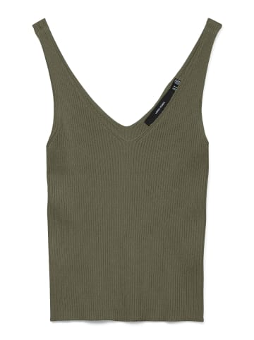 Vero Moda Einfarbig Geripptes Struktur Top mit V-Ausschnitt VMGLORY in Olive