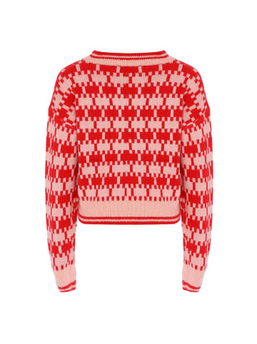 FENIA Damen Sweater in ROT WOLLWEISS