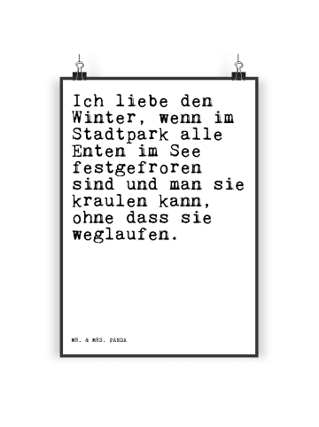 Mr. & Mrs. Panda Poster Ich liebe den Winter,... mit Spruch in Weiß