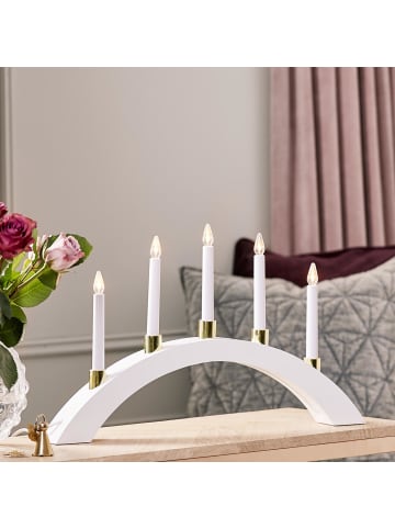 STAR Trading LED Lichterbogen ,Halla, Holz, 5 Kerzen, weiß, rund