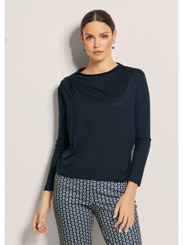 MADELEINE Langarm-Shirt mit Wasserfallkragen in stahlblau