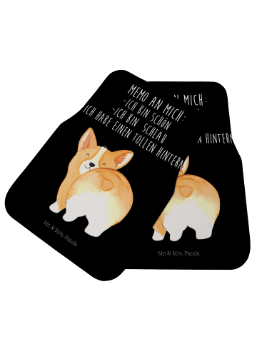 Mr. & Mrs. Panda Auto-Fußmatte Corgi Po mit Spruch in Schwarz
