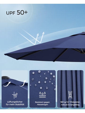 SONGMICS Sonnenschirm Sheld in Blau - (B)270 x (H)245 x (T)460 cm