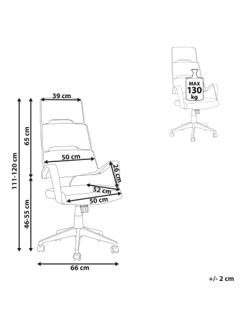 Beliani Bürostuhl GRANDIOSE in Beige/Weiß - (W) 66 x (H) 111 x (L) 52 cm