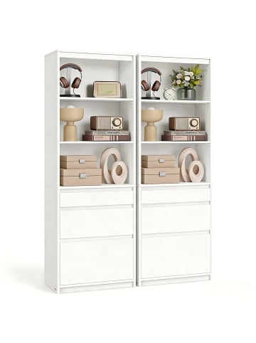 VASAGLE 2er Set: Bücherregal in Weiß - (B)30 x (H)180 x (T)57.1 cm