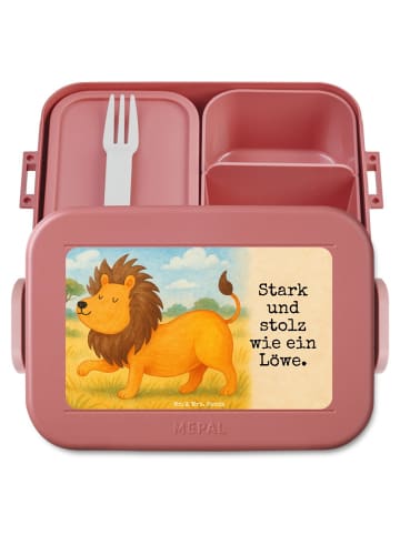 Mr. & Mrs. Panda Bento Box Sternzeichen Löwe Design mit Spruch in Rot Pastell