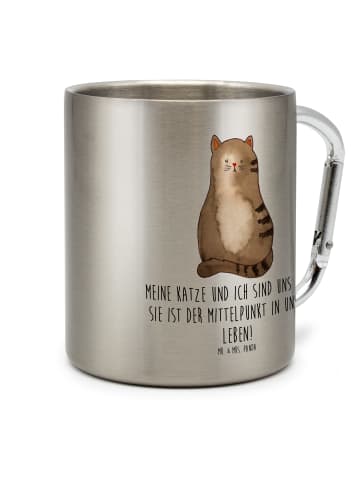 Mr. & Mrs. Panda Tasse Katze Sitzen mit Spruch in Silber