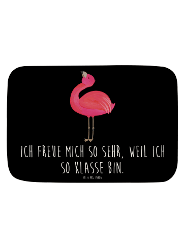 Mr. & Mrs. Panda Badvorleger Flamingo Stolz mit Spruch in Schwarz