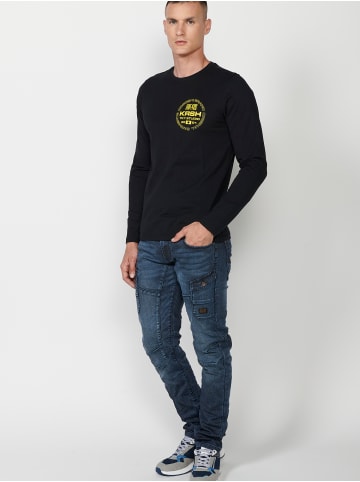 KOROSHI Langarm-T-Shirt in SCHWARZ