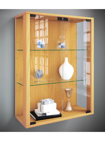 VCM  Wandvitrine Hängevitrine Glasvitrine Glas Udina in Buche