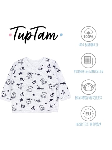 TupTam Baby Jungen Langarm Wickelshirt 5er Set in blau/grau