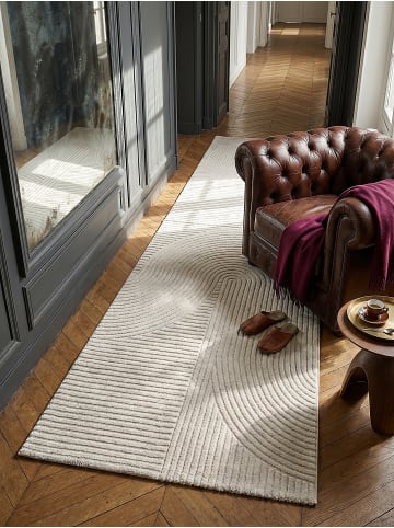 KADIMA DESIGN Kurzflorteppich mit 3D-Relief-Bogenmuster und festem Jute-Rücken in Creme