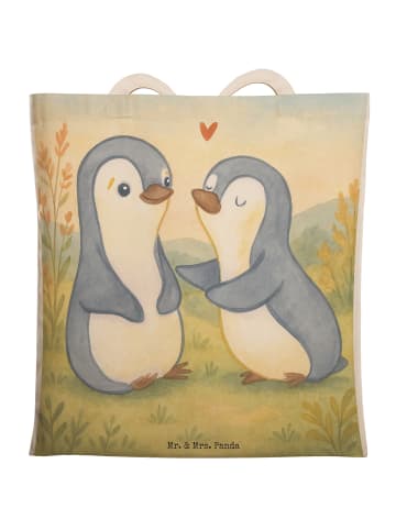 Mr. & Mrs. Panda Einkaufstasche Pinguine trösten Design ohne Spruch in Weiß