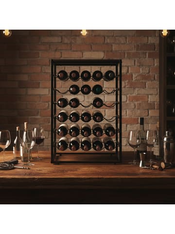 relaxdays Weinregal in Schwarz/ Braun - (B)59 x (H)88 x (T)30 cm