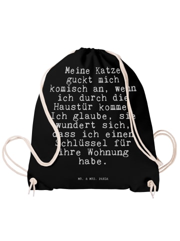 Mr. & Mrs. Panda Sportbeutel Meine Katze guckt mich... mit Spruch in Schwarz