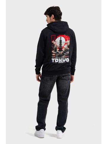 OLDSKULL Hoodie Tokyo Skyline Manga Graphic in Black