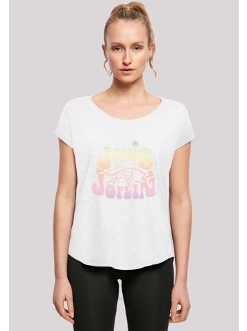 F4NT4STIC Long Cut T-Shirt Janis Joplin Pastel Logo in weiß