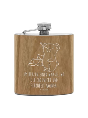 Mr. & Mrs. Panda Flachmann Waage Astrologie mit Spruch in Braun