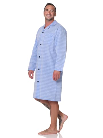 NORMANN Langarm Nachthemd gewebt - 88888 in hellblau