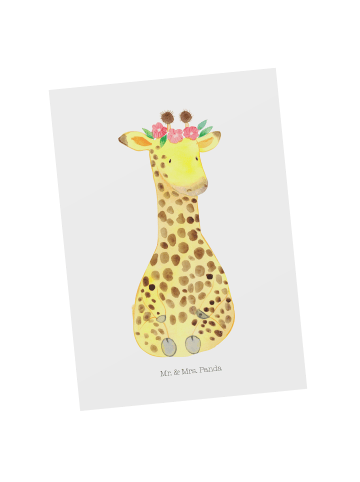Mr. & Mrs. Panda Grußkarte Giraffe Blumenkranz ohne Spruch in Weiß