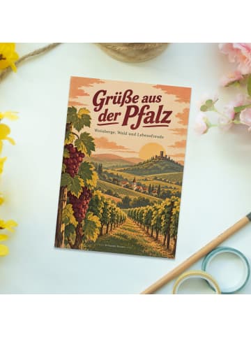 Ansichtskarte Weinberg nostalgisch Design mit S... in Weiß