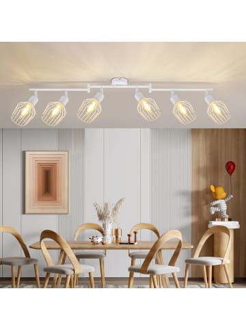 ZMH Deckenleuchte in Weiß 6-flammige E14 Schwenkbar Vintage Deckenspot