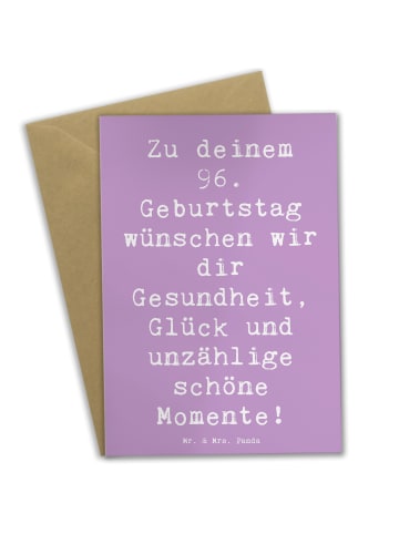 Mr. & Mrs. Panda Grußkarte Spruch 96. Geburtstag mit Spruch in Lavendeltraum
